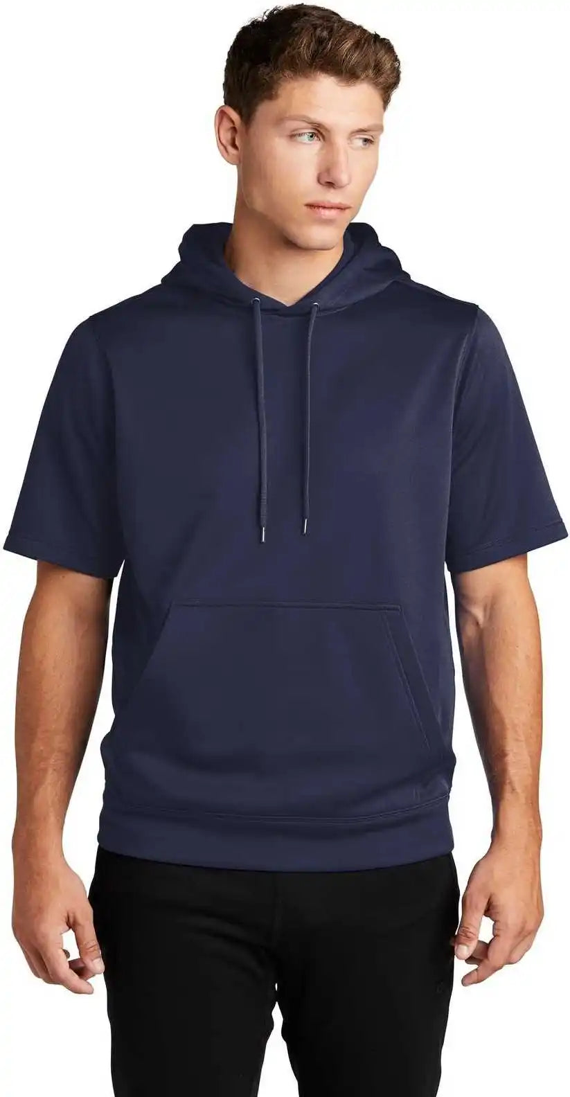 Sport Tek St251 Wick Fleece Short Sleeve Hooded Pullover Navy