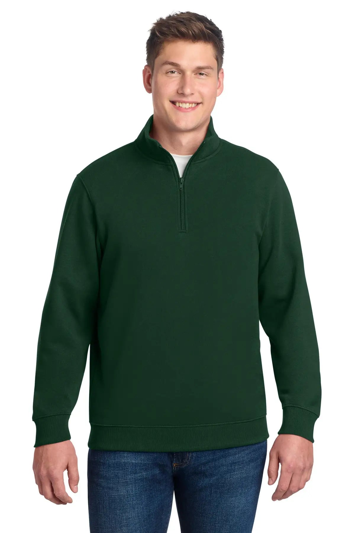 Sport-tek St253 1/4-zip Sweatshirt - Forest Green - Adult Xs
