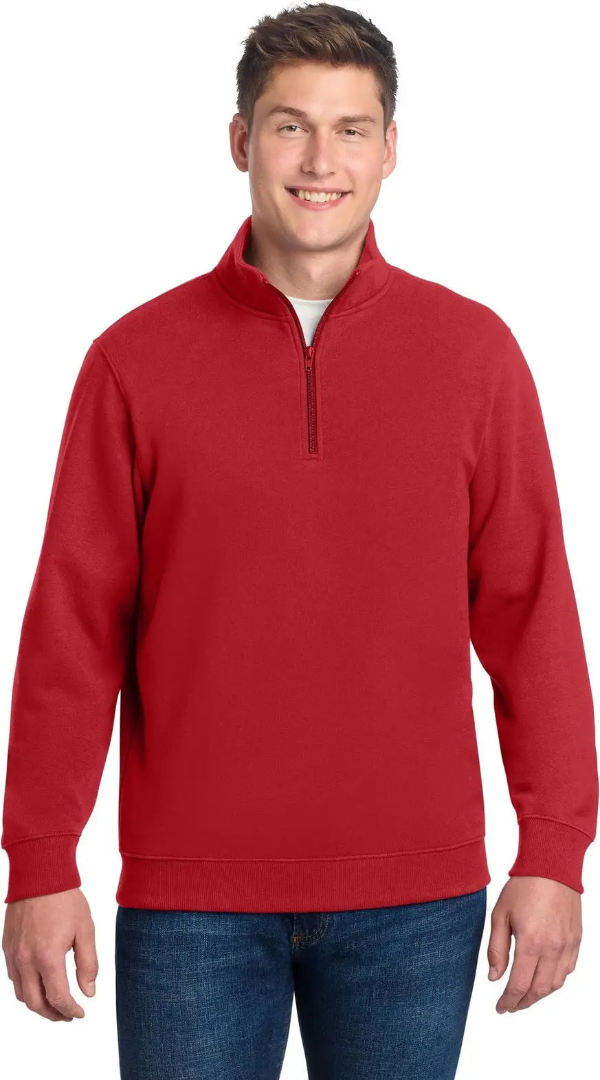 Sport-tek St253 1/4-zip Sweatshirt - True Red - Adult Xs