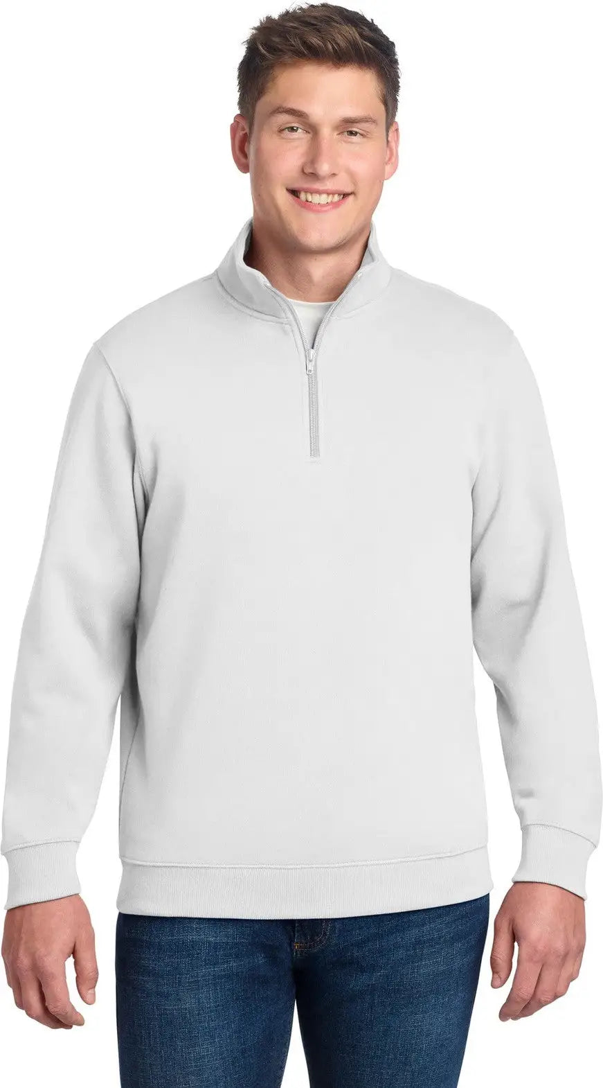 Sport-tek St253 1/4-zip Sweatshirt - White - Adult Xs
