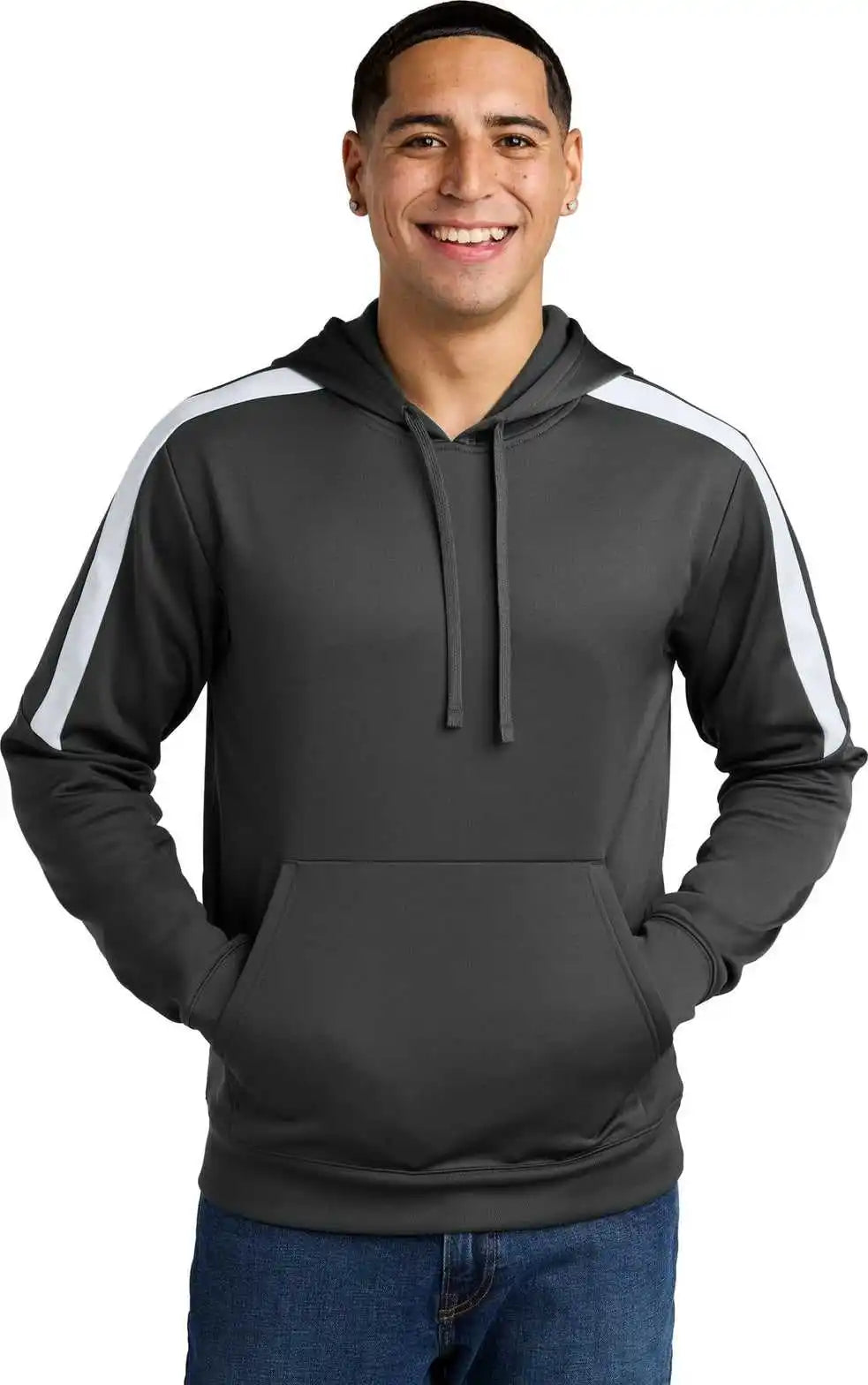 Sport Tek St255 Wick Fleece United Pullover Hoodie Irgy/white