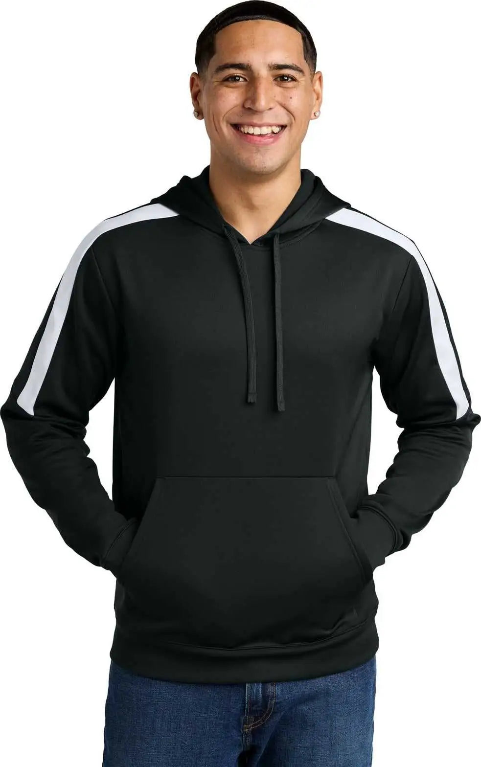 Sport-tek St255 Sport-wick Fleece United Pullover Hoodie - Black/ White