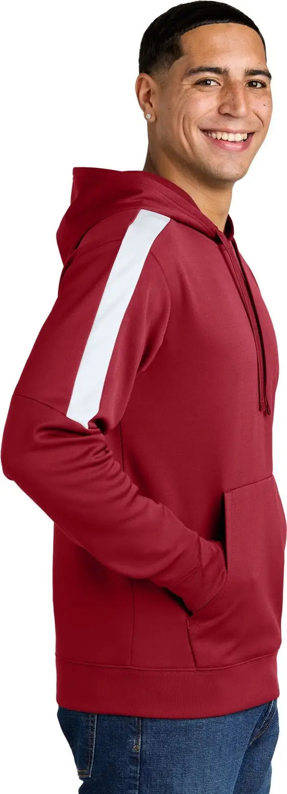 Sport-tek St255 Sport-wick Fleece United Pullover Hoodie - Deep Red White