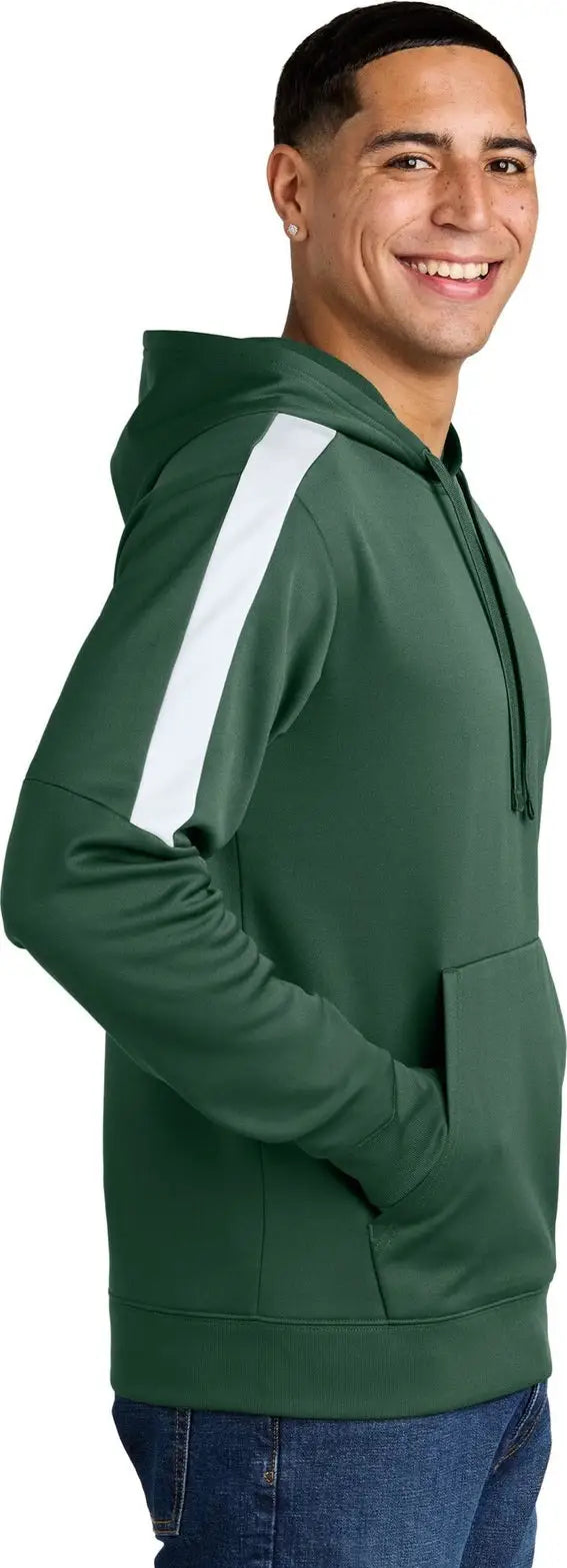 Sport-tek St255 Sport-wick Fleece United Pullover Hoodie - Forest Green White