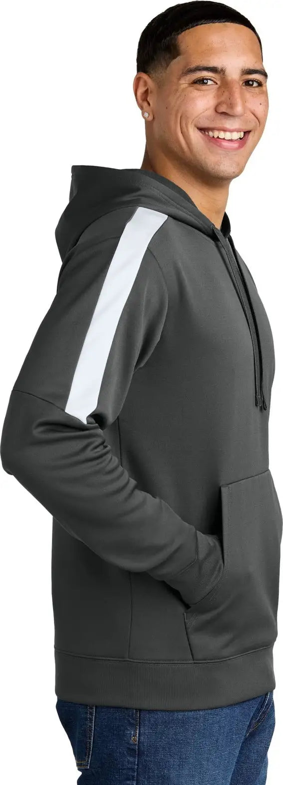 Sport-tek St255 Sport-wick Fleece United Pullover Hoodie - Iron Gray White