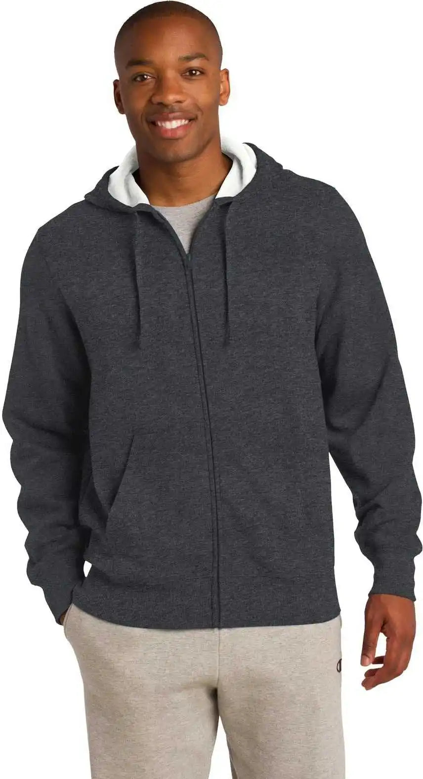 Sport Tek St258 Full Zip Hooded Sweatshirt Graphite Heather