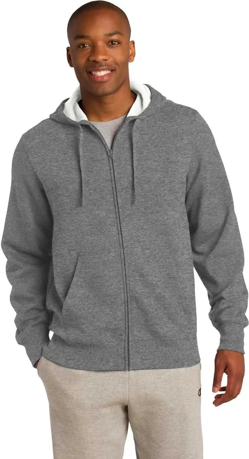 Sport Tek St258 Full Zip Hooded Sweatshirt Vintage Heather