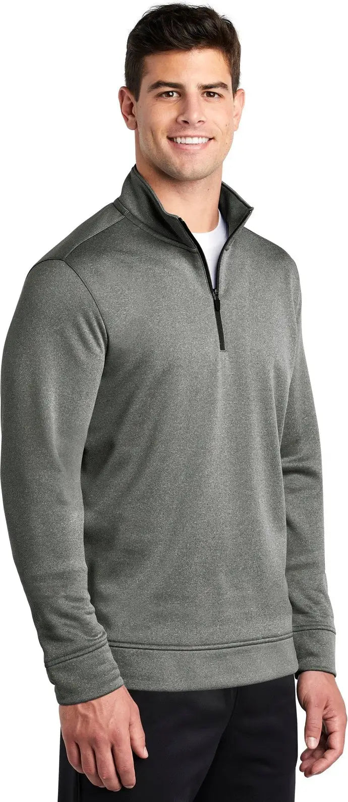 Sport-tek St263 Posicharge Sport-wick Heather Fleece 1/4-zip Pullover - Black