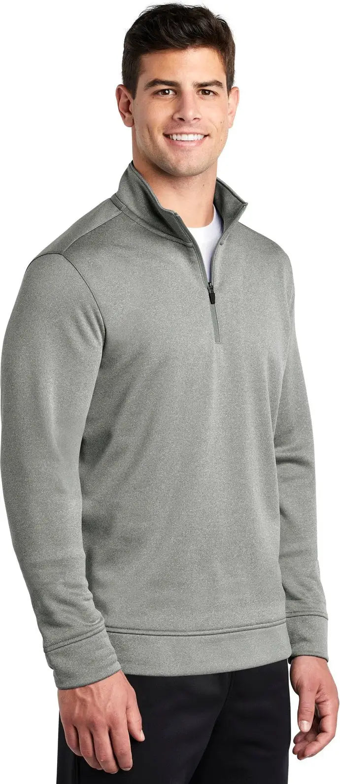 Sport-tek St263 Posicharge Sport-wick Heather Fleece 1/4-zip Pullover - Dark Silver