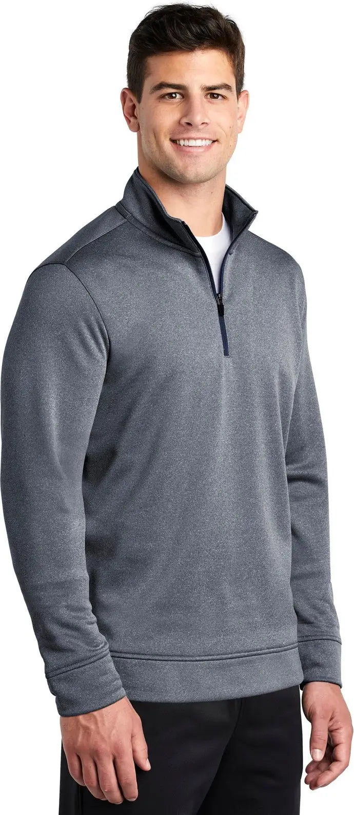 Sport-tek St263 Posicharge Sport-wick Heather Fleece 1/4-zip Pullover - True Navy