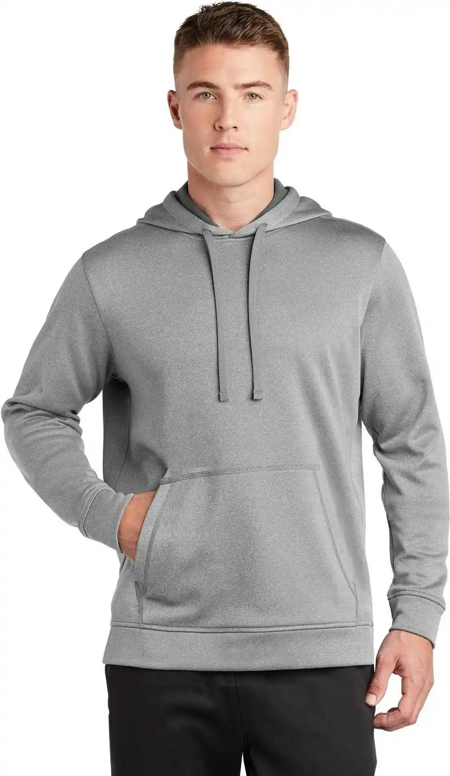 Sport Tek St264 Posicharge Wick Heather Fleece Hooded Pullover Dark Silver