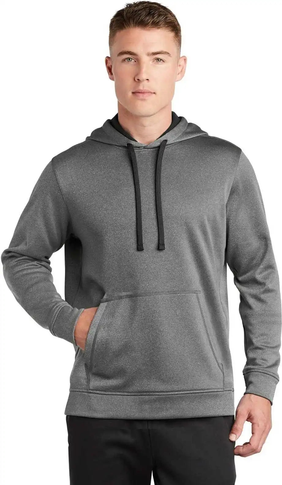 Sport Tek St264 Posicharge Wick Heather Fleece Hooded Pullover Black