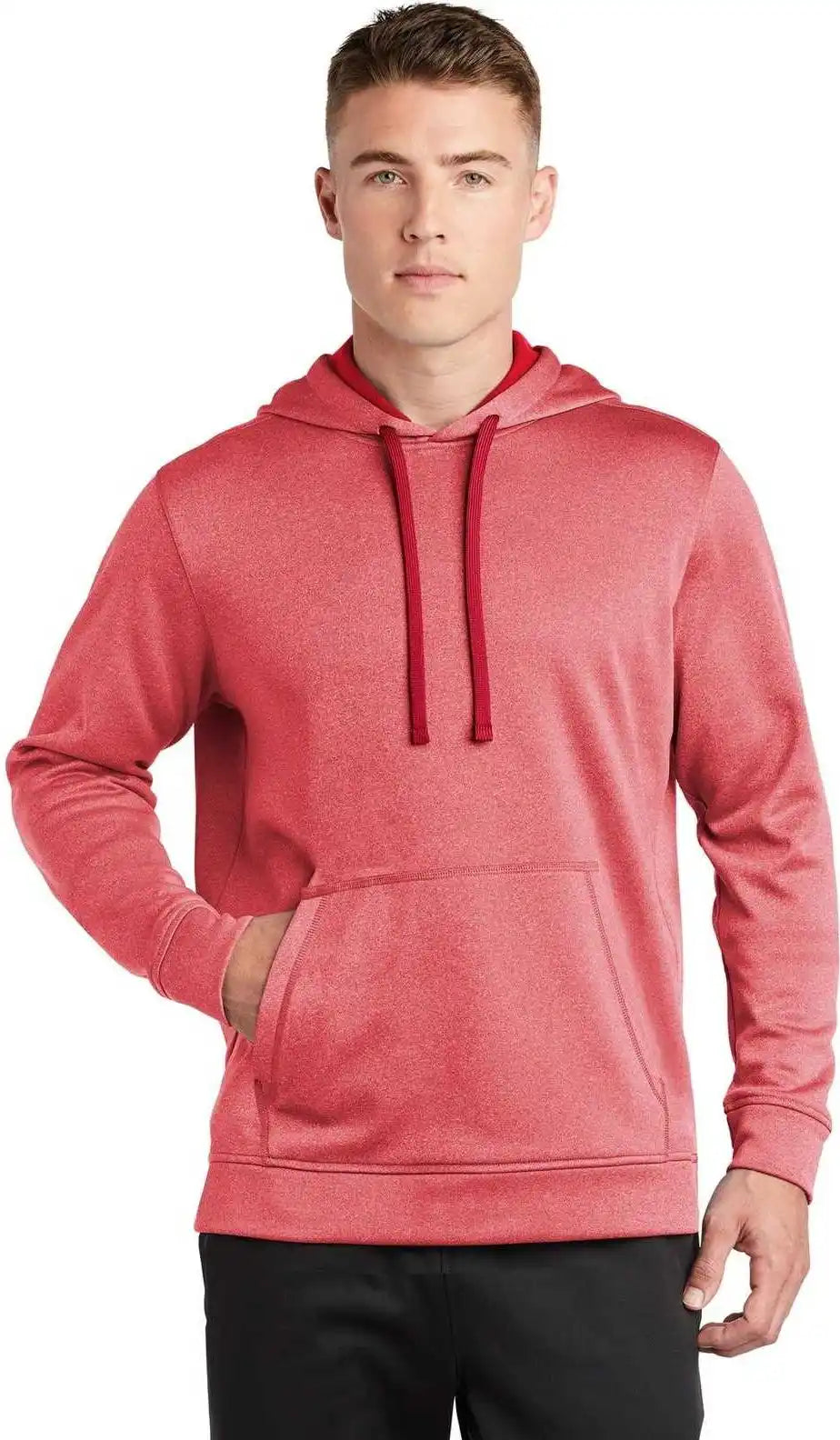 Sport Tek St264 Posicharge Wick Heather Fleece Hooded Pullover Deep Red