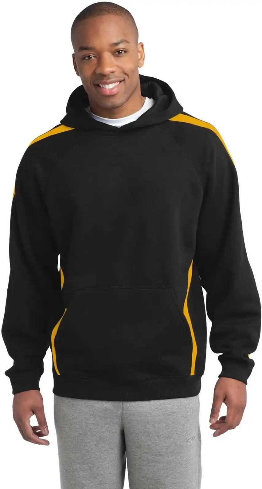 Sport-tek St265 Sleeve Stripe Pullover Hooded Sweatshirt - Black Gold