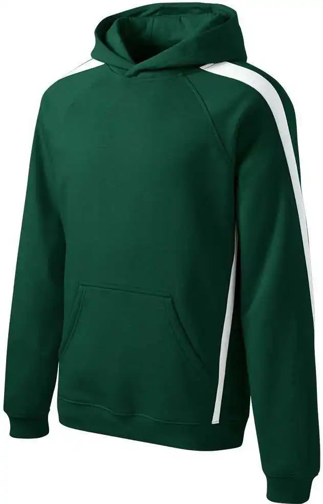 Sport-tek St265 Sleeve Stripe Pullover Hooded Sweatshirt - Forest Green White - Adult s