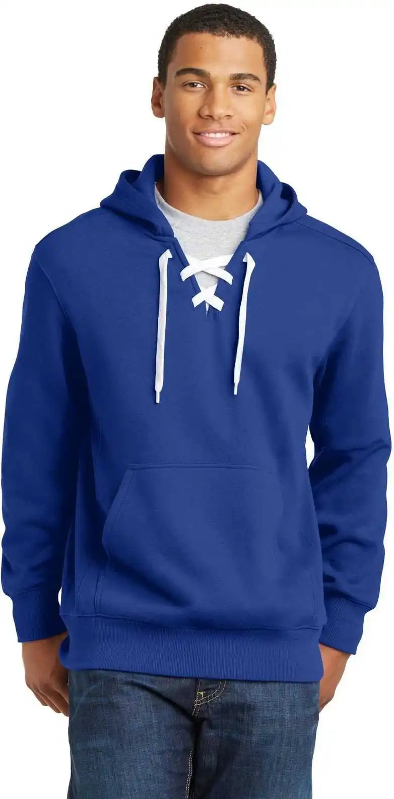 Sport Tek St271 Lace Up Pullover Hooded Sweatshirt True Royal