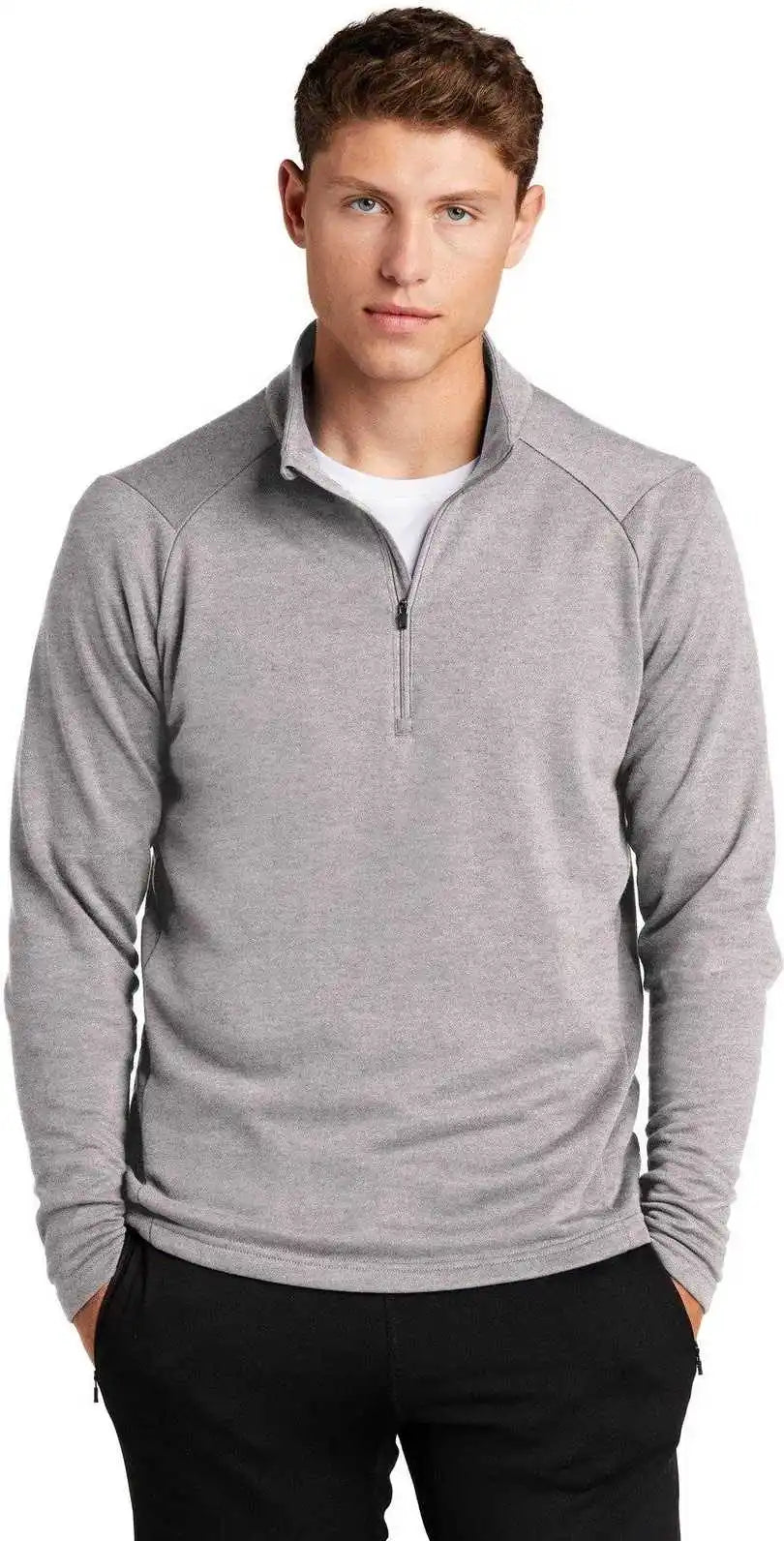 Sport Tek St273 Lightweight French Terry 1/4 Zip Pullover Heather Gray
