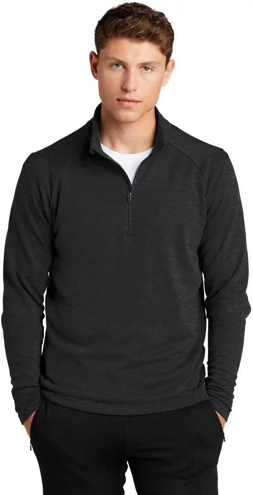Sport-tek St273 Lightweight French Terry 1/4 Zip Pullover - Heather Black