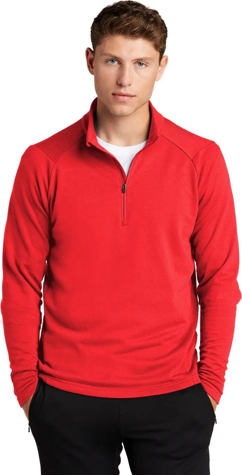 Sport-tek St273 Lightweight French Terry 1/4-zip Pullover - True Red - Adult Xs