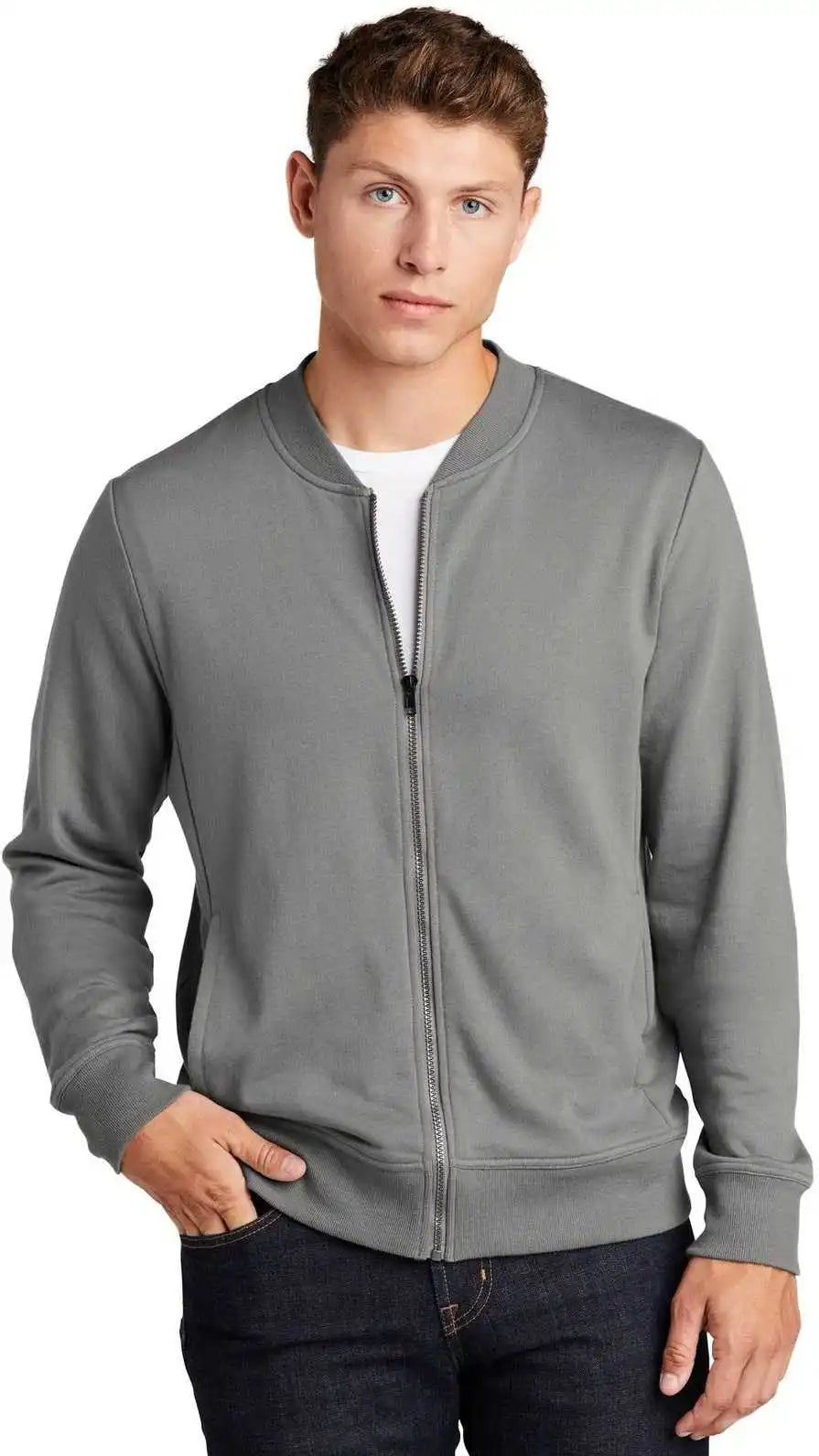 Sport-tek St274 Lightweight French Terry Bomber - Gray Concrete