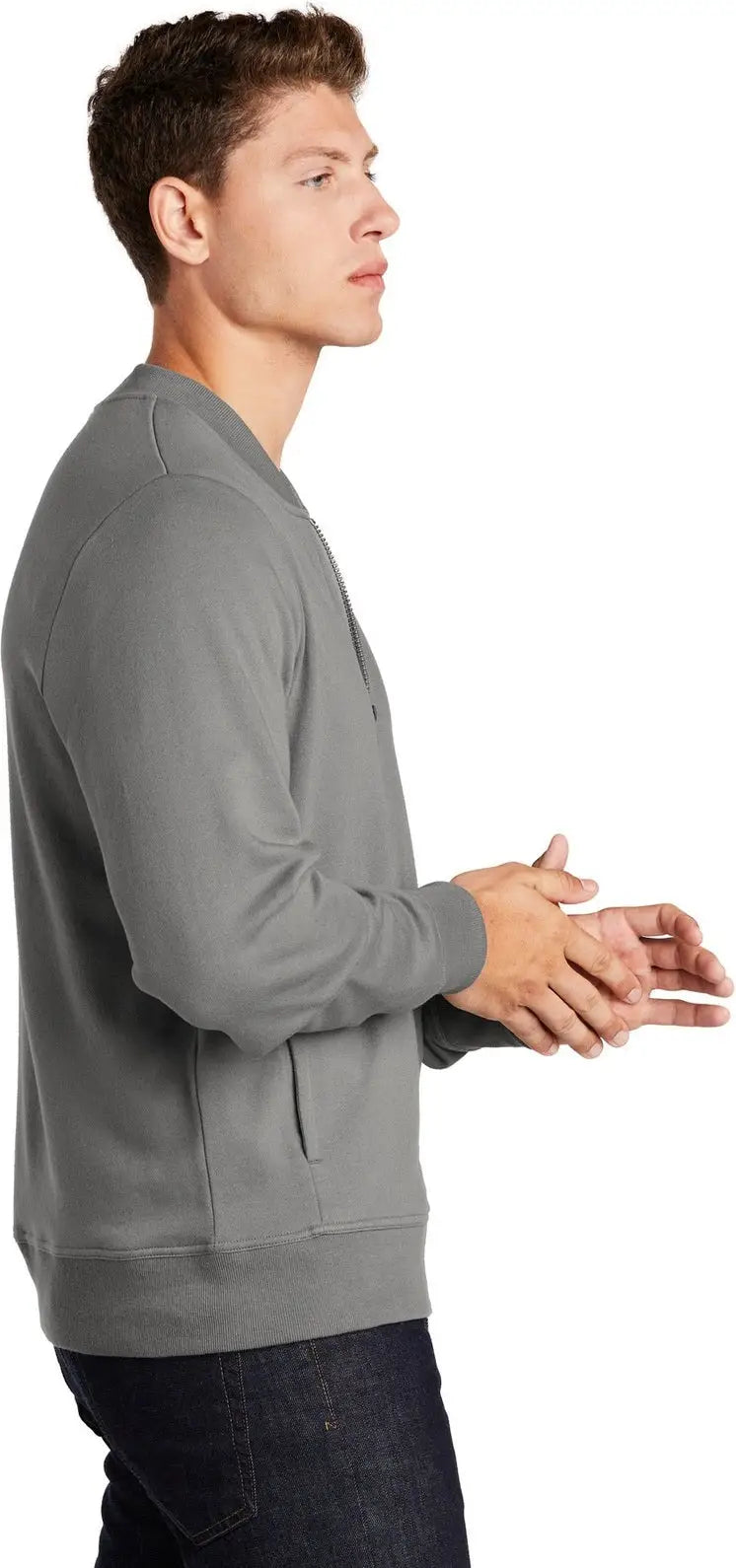 Sport-tek St274 Lightweight French Terry Bomber - Gray Concrete