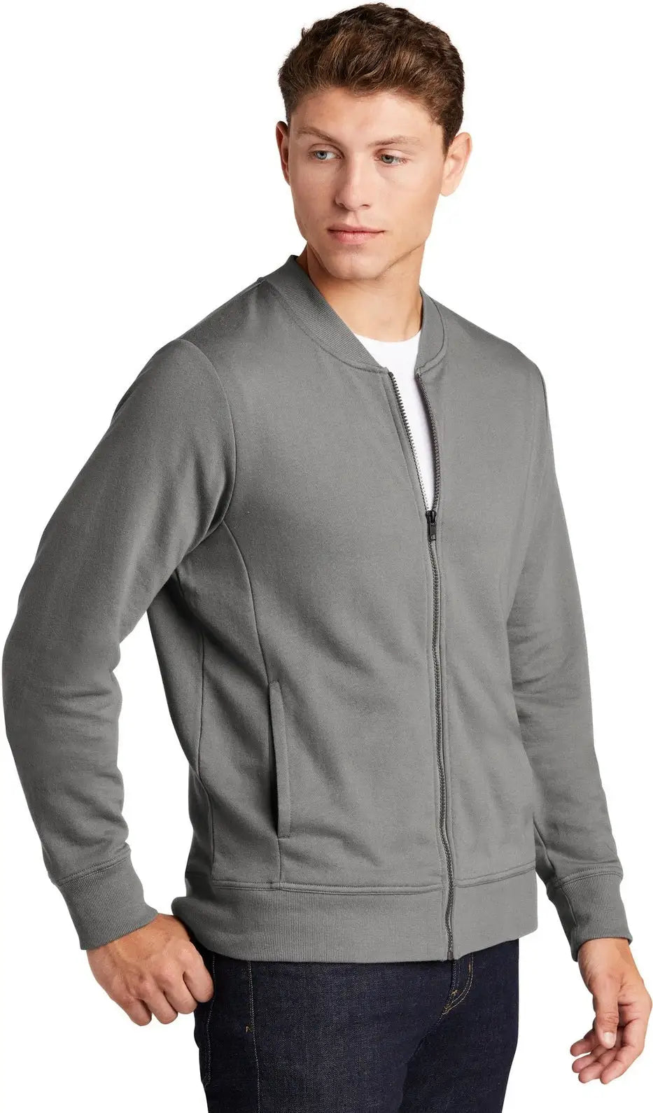 Sport-tek St274 Lightweight French Terry Bomber - Gray Concrete