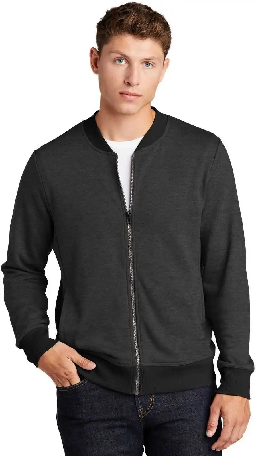 Sport-tek St274 Lightweight French Terry Bomber - Heather Black