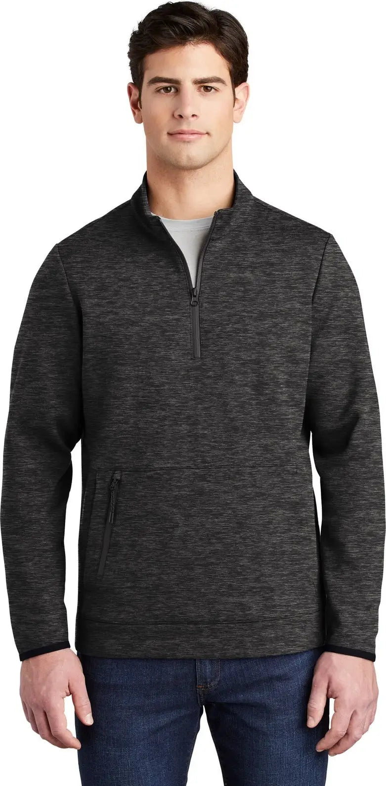 Sport-tek St281 Triumph 1/4-zip Pullover - Black Heather - Adult Xs