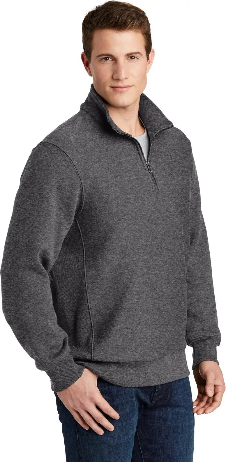 Sport-tek St283 Super Heavyweight 1/4-zip Pullover Sweatshirt - Graphite Heather