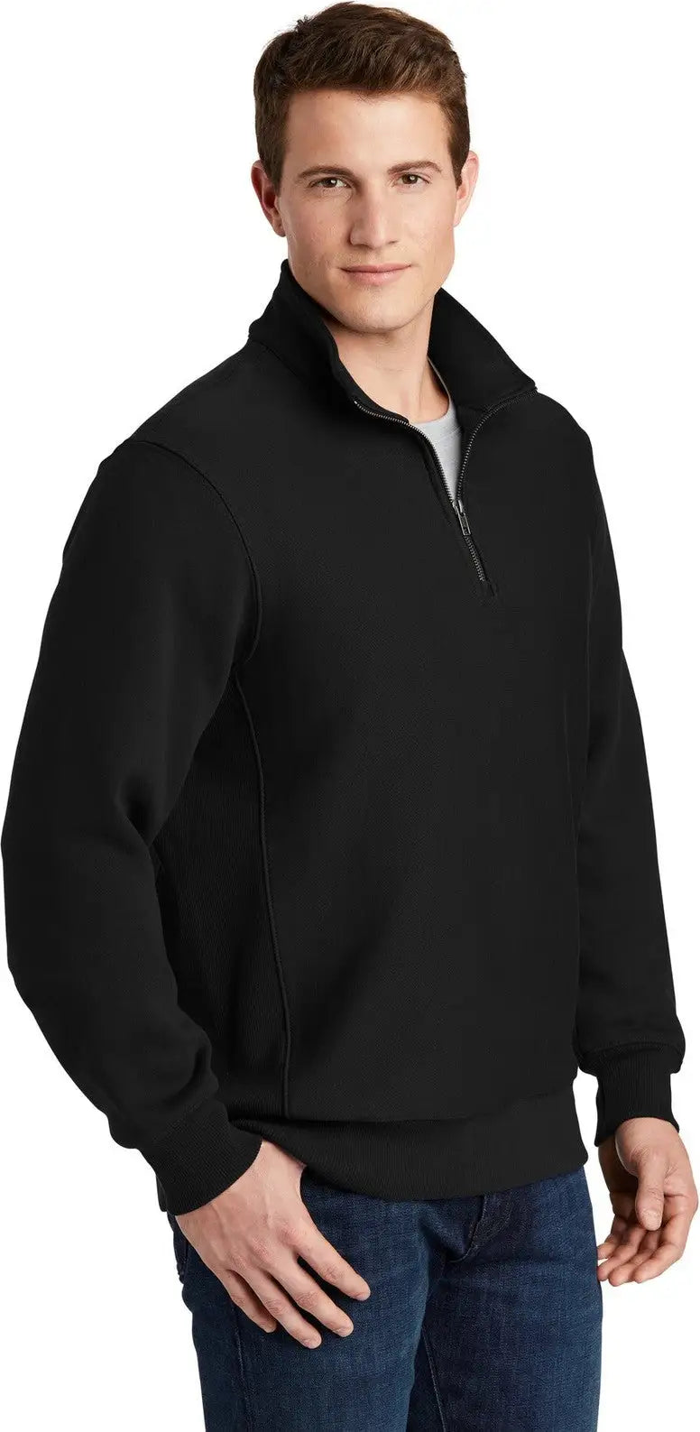 Sport-tek St283 Super Heavyweight 1/4-zip Pullover Sweatshirt - Black