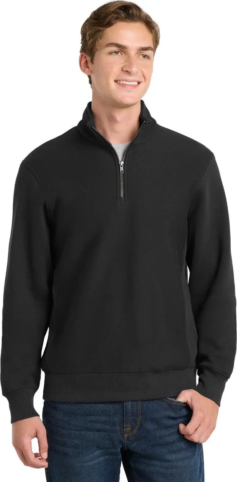 Sport-tek St283 Super Heavyweight 1/4-zip Pullover Sweatshirt - Black
