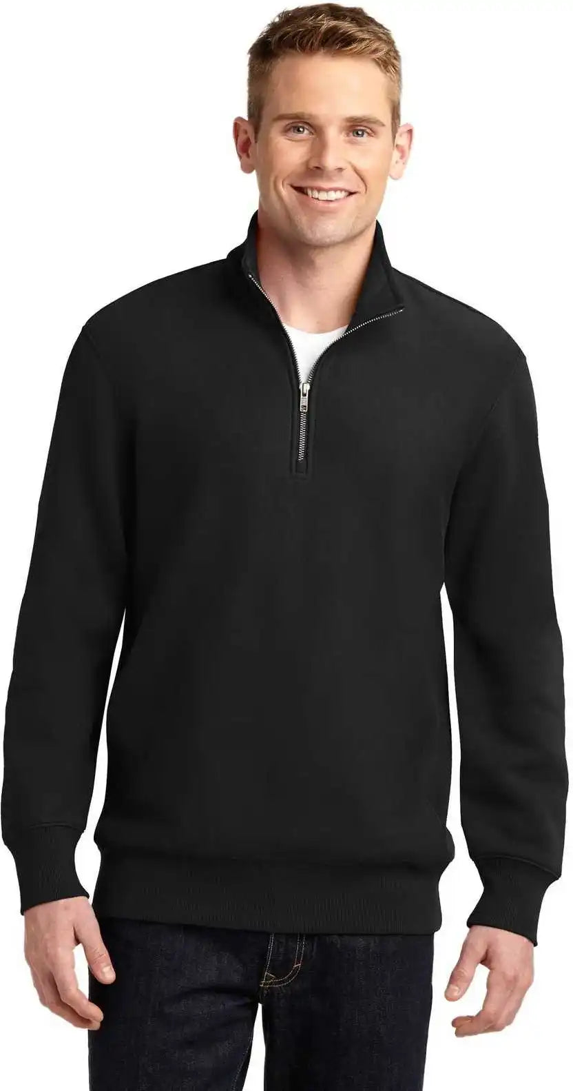 Sport Tek St283 Super Heavyweight 1/4 Zip Pullover Sweatshirt Black