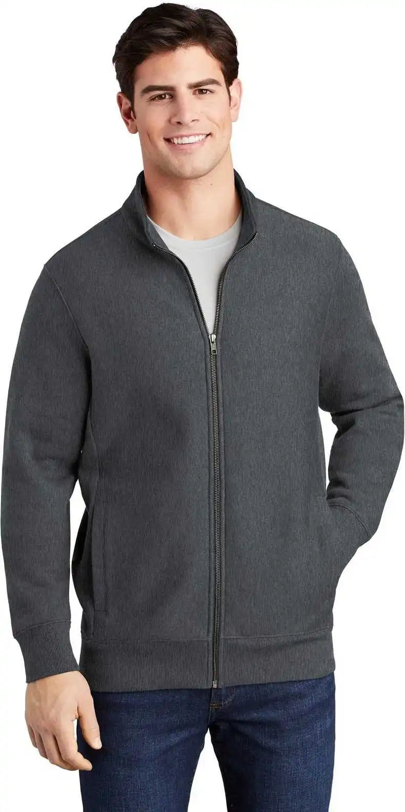 Sport-tek St284 Super Heavyweight Full-zip Sweatshirt - Graphite Heather