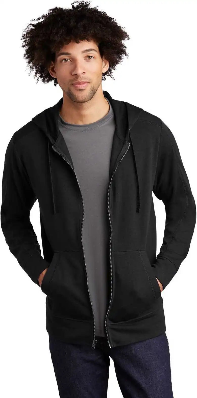 Sport Tek St293 Posicharge Tri Blend Wicking Fleece Full Zip Hooded Jacket Black Triad Solid