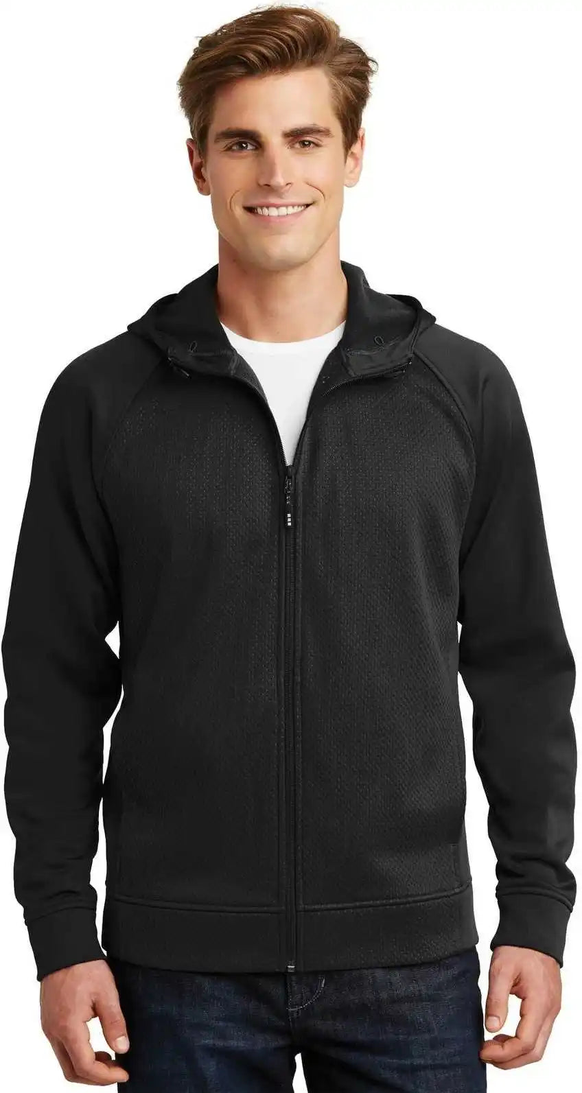Sport-tek St295 Rival Tech Fleece Full-zip Hooded Jacket - Black