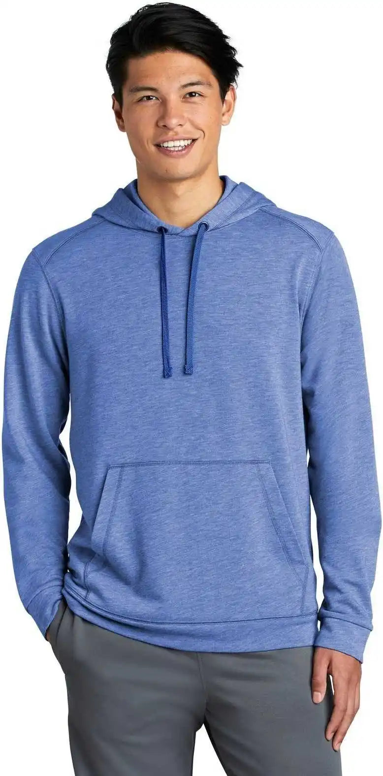Sport Tek St296 Posicharge Tri Blend Wicking Fleece Hooded Pullover True Royal Heather