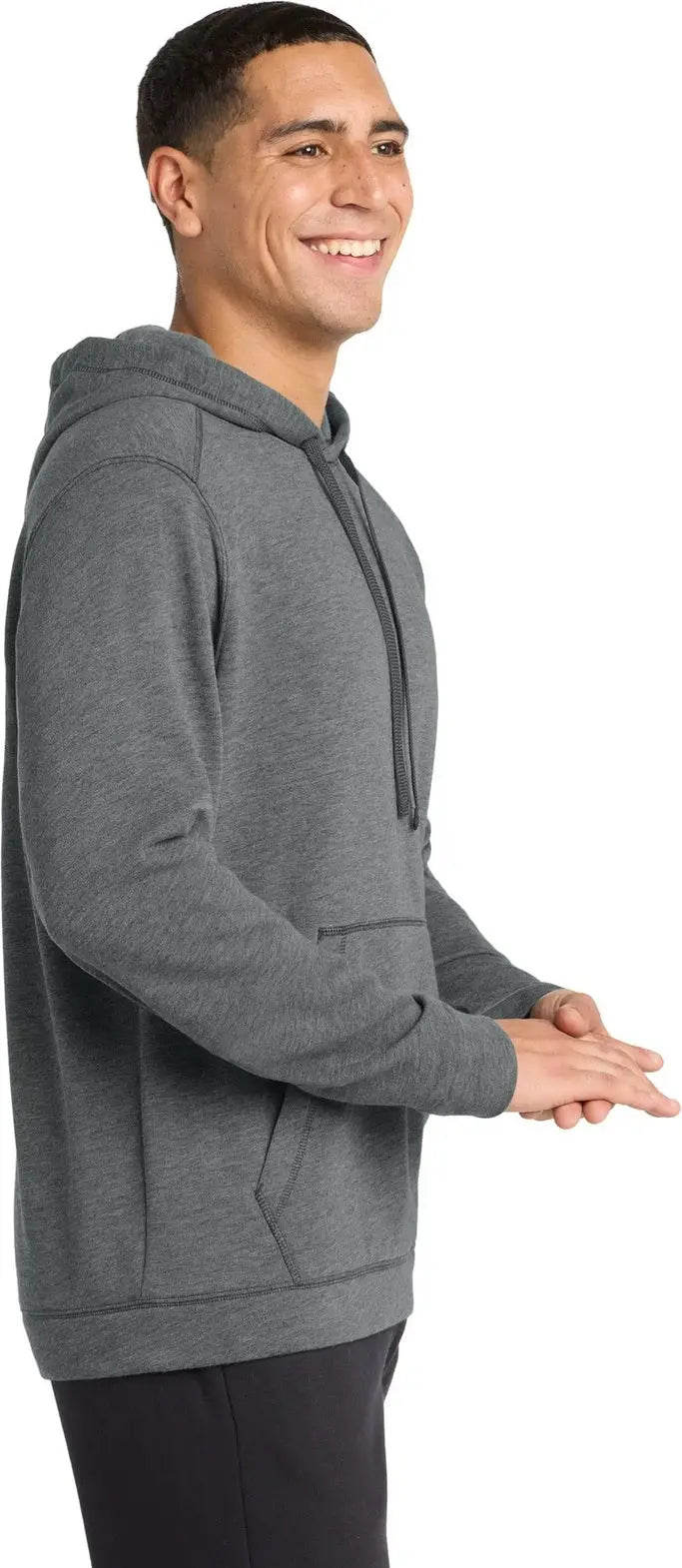 Sport-tek St296 Posicharge Tri-blend Wicking Fleece Hooded Pullover - Dark Gray Heather