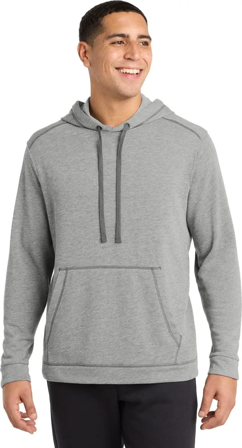 Sport-tek St296 Posicharge Tri-blend Wicking Fleece Hooded Pullover - Light Gray Heather