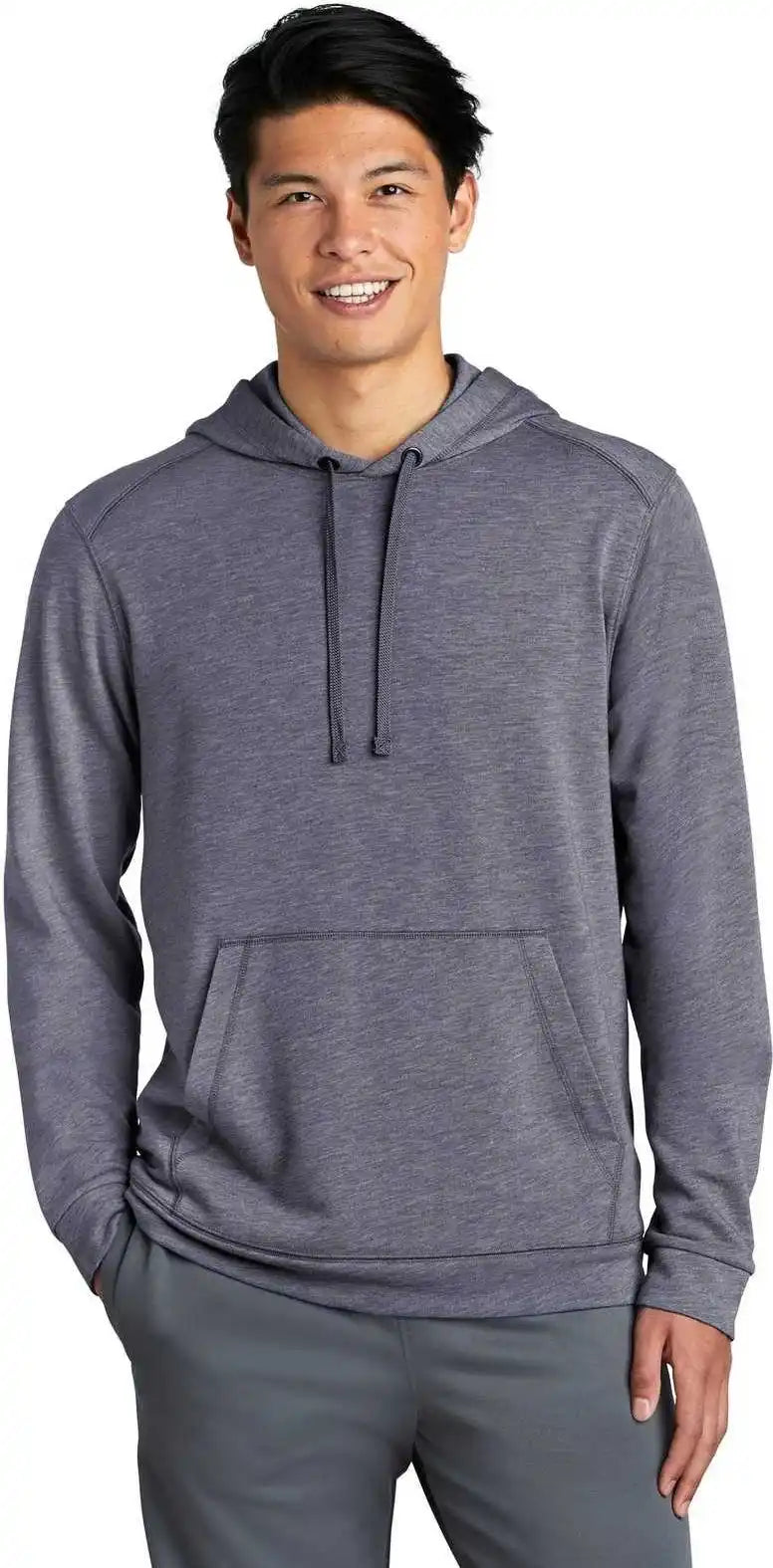Sport Tek St296 Posicharge Tri Blend Wicking Fleece Hooded Pullover True Navy Heather