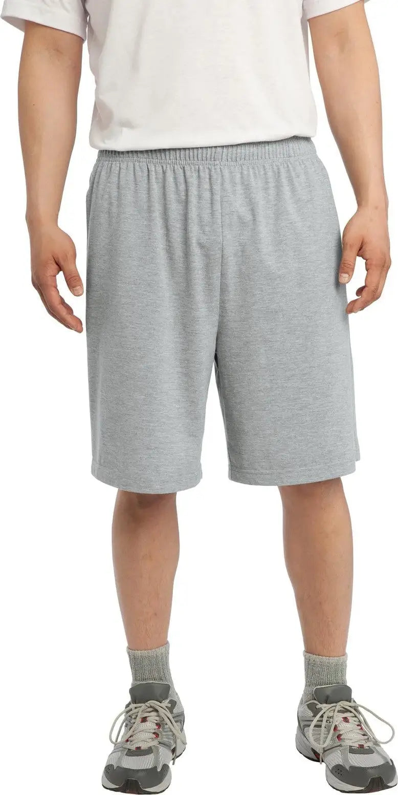 Sport-tek St310 Jersey Knit Short with Pockets - Heather Gray