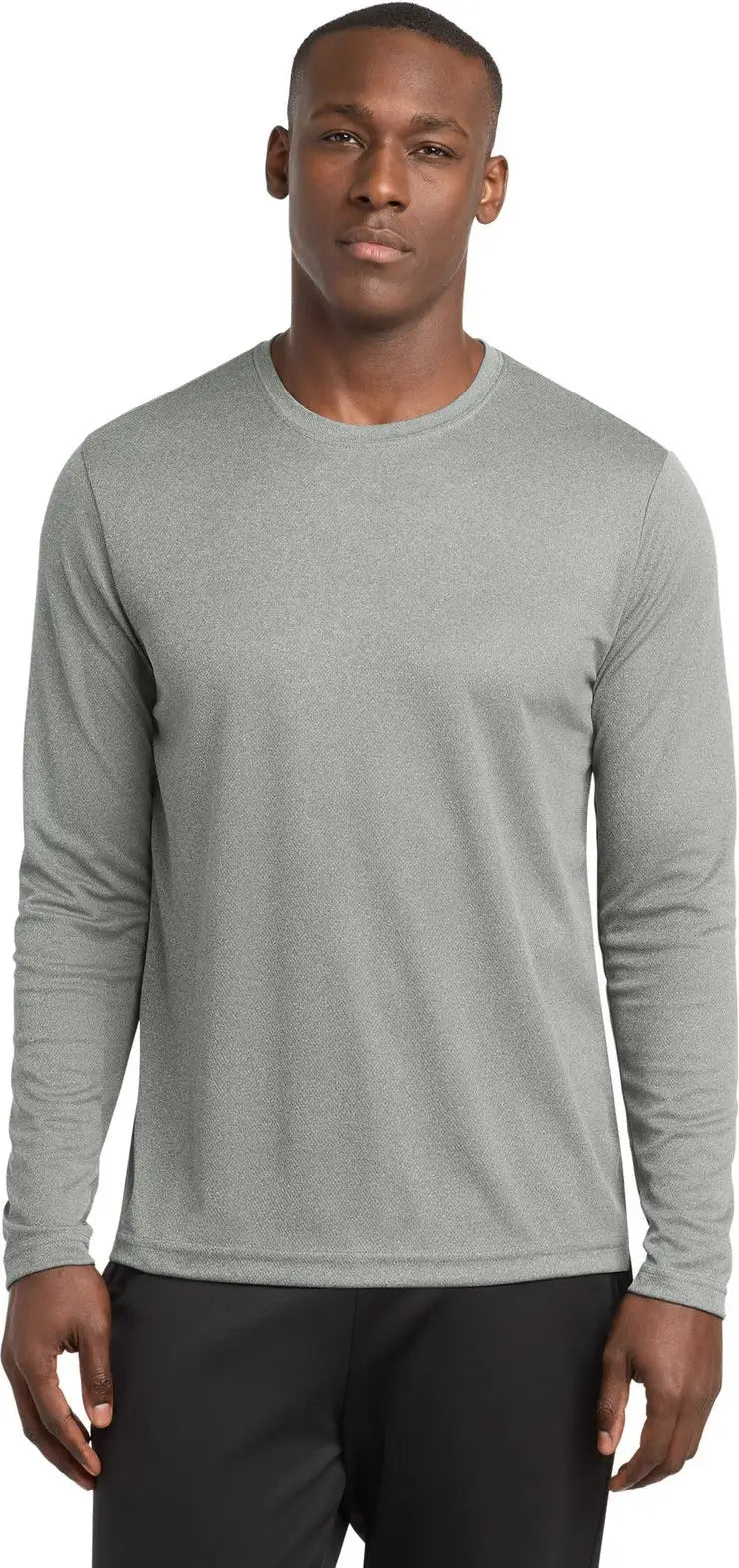 Sport-tek St340ls Posicharge Racermesh Long Sleeve Tee - Gray Heather - Adult Xs