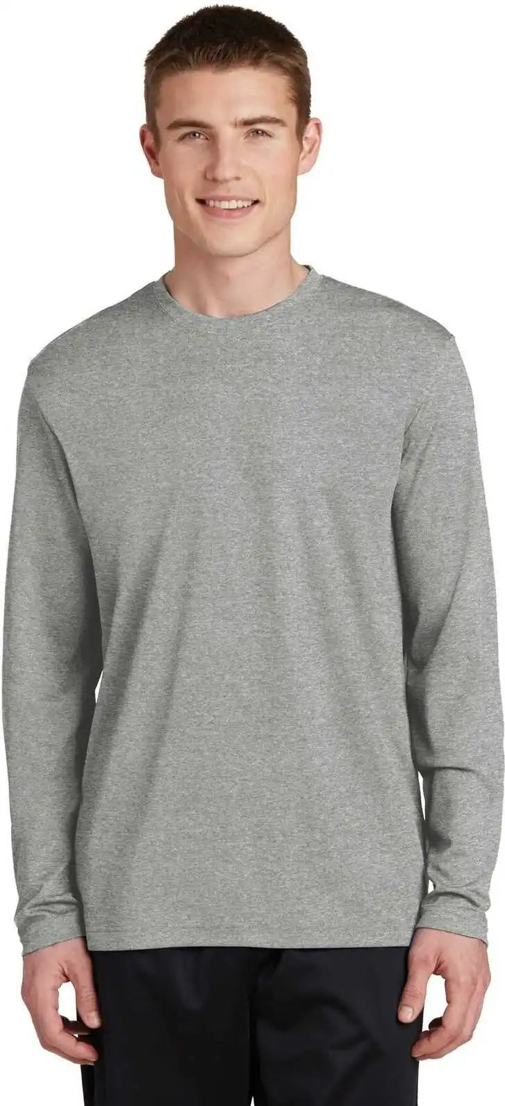 Sport Tek St340ls Posicharge Racermesh Long Sleeve Tee Gray Heather