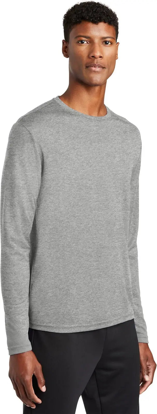 Sport-tek St340ls Posicharge Racermesh Long Sleeve Tee - Gray Heather