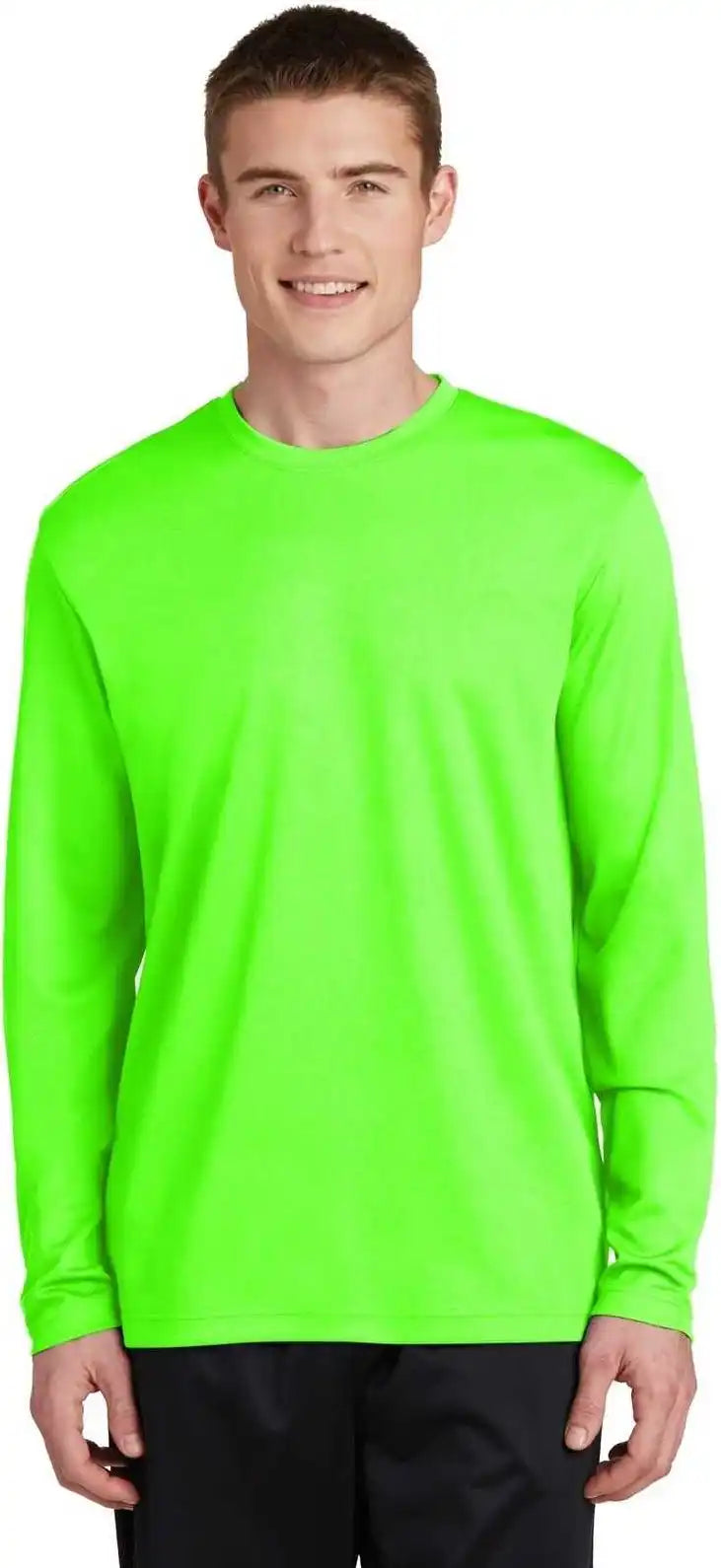 Sport Tek St340ls Posicharge Racermesh Long Sleeve Tee Neon Green