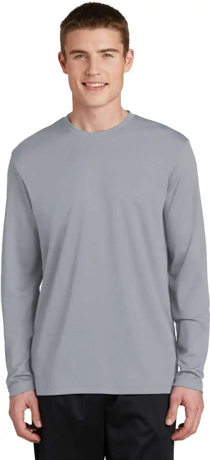 Sport Tek St340ls Posicharge Racermesh Long Sleeve Tee Silver