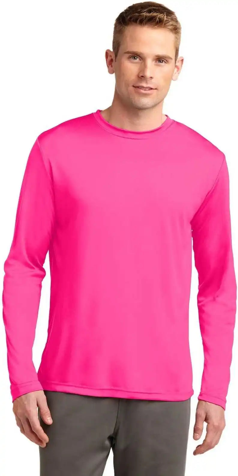Sport Tek St350ls Long Sleeve Posicharge Competitor Tee Neon Pink