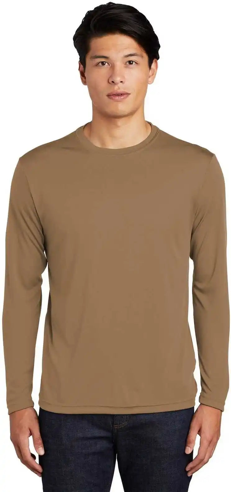 Sport Tek St350ls Long Sleeve Posicharge Competitor Tee Woodland Brown