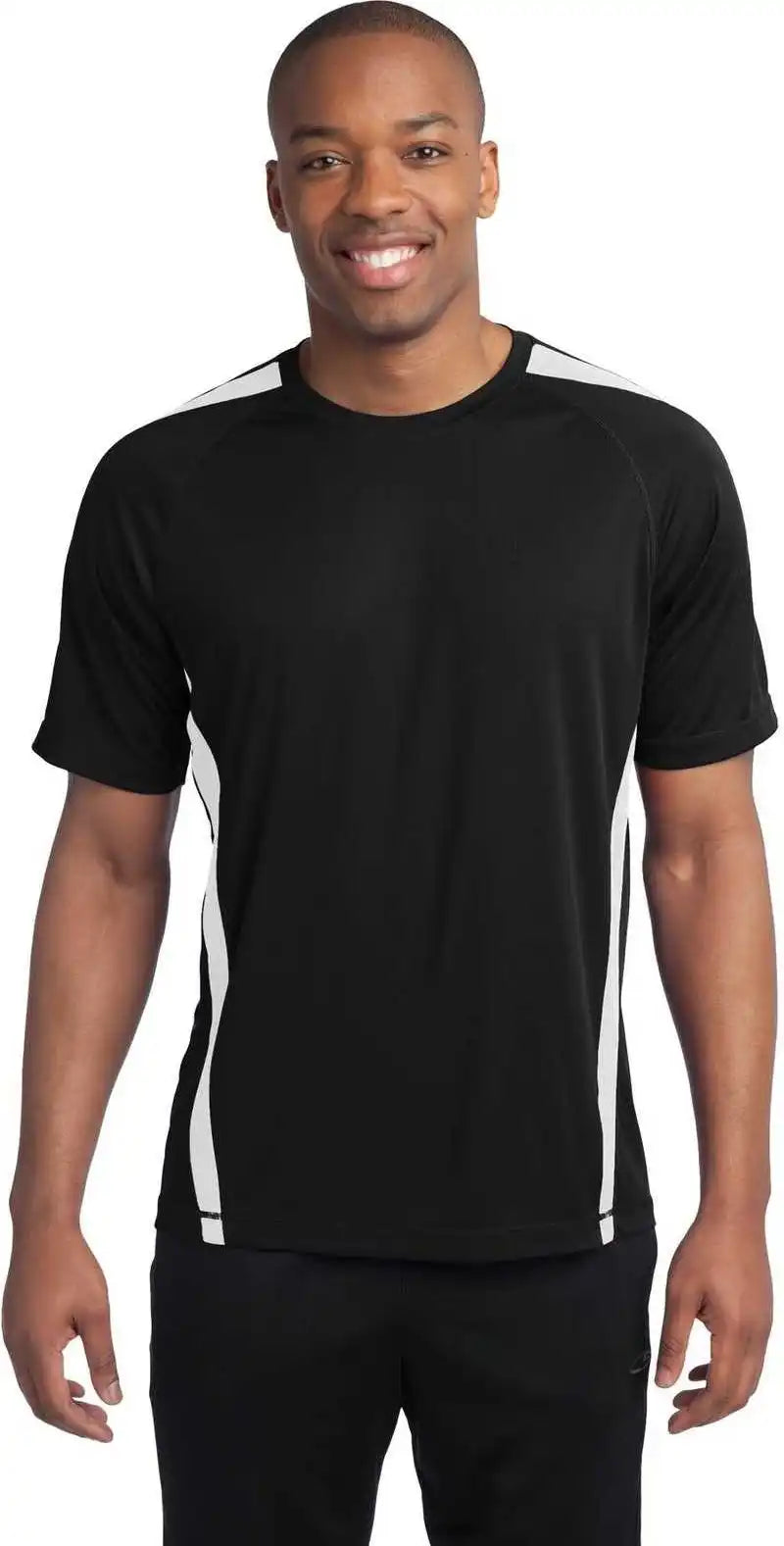 Sport Tek St351 Colorblock Posicharge Competitor Tee Black White