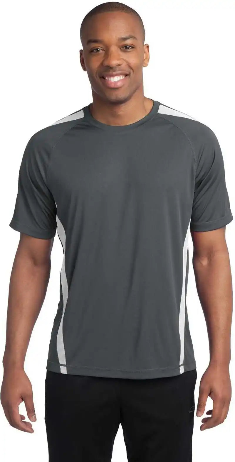 Sport Tek St351 Colorblock Posicharge Competitor Tee Iron Gray White