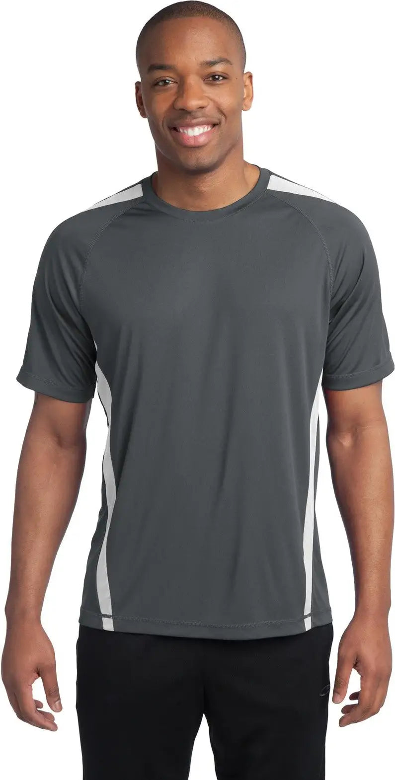 Sport-tek St351 Colorblock Posicharge Competitor Tee - Iron Gray White - Gray/ / Adult Xs